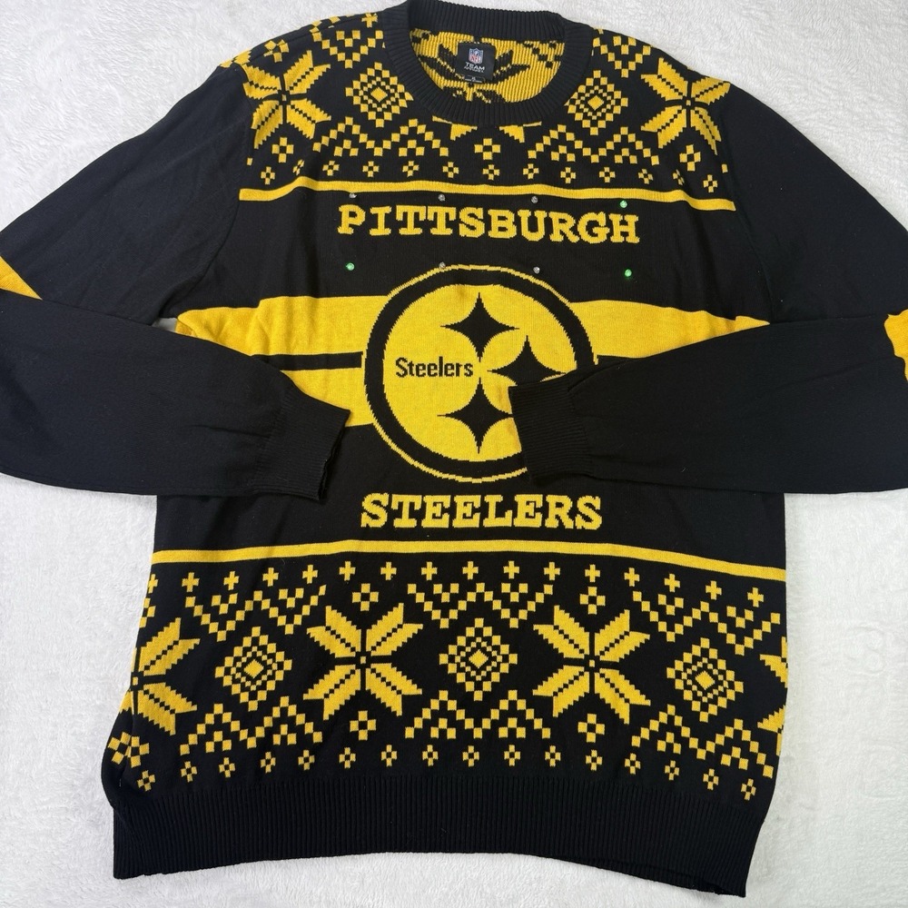 NFL Pittsburgh Steelers Football Ugly Christmas SWEATER Size XL Light UP